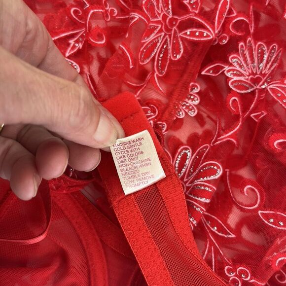 Vintage Y2K Babydoll Lace Sheer Top Bra 36C L Mesh Coquette Whimsigoth - Picture 11 of 11